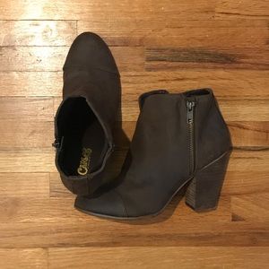 Ankle booties heels brown